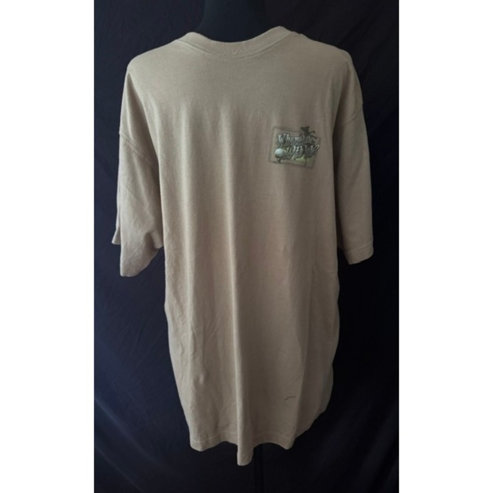 Newport Blue Mens XL Tan Golf Graphic T-Shirt Bags Packed 19th Hole Cotton Tee